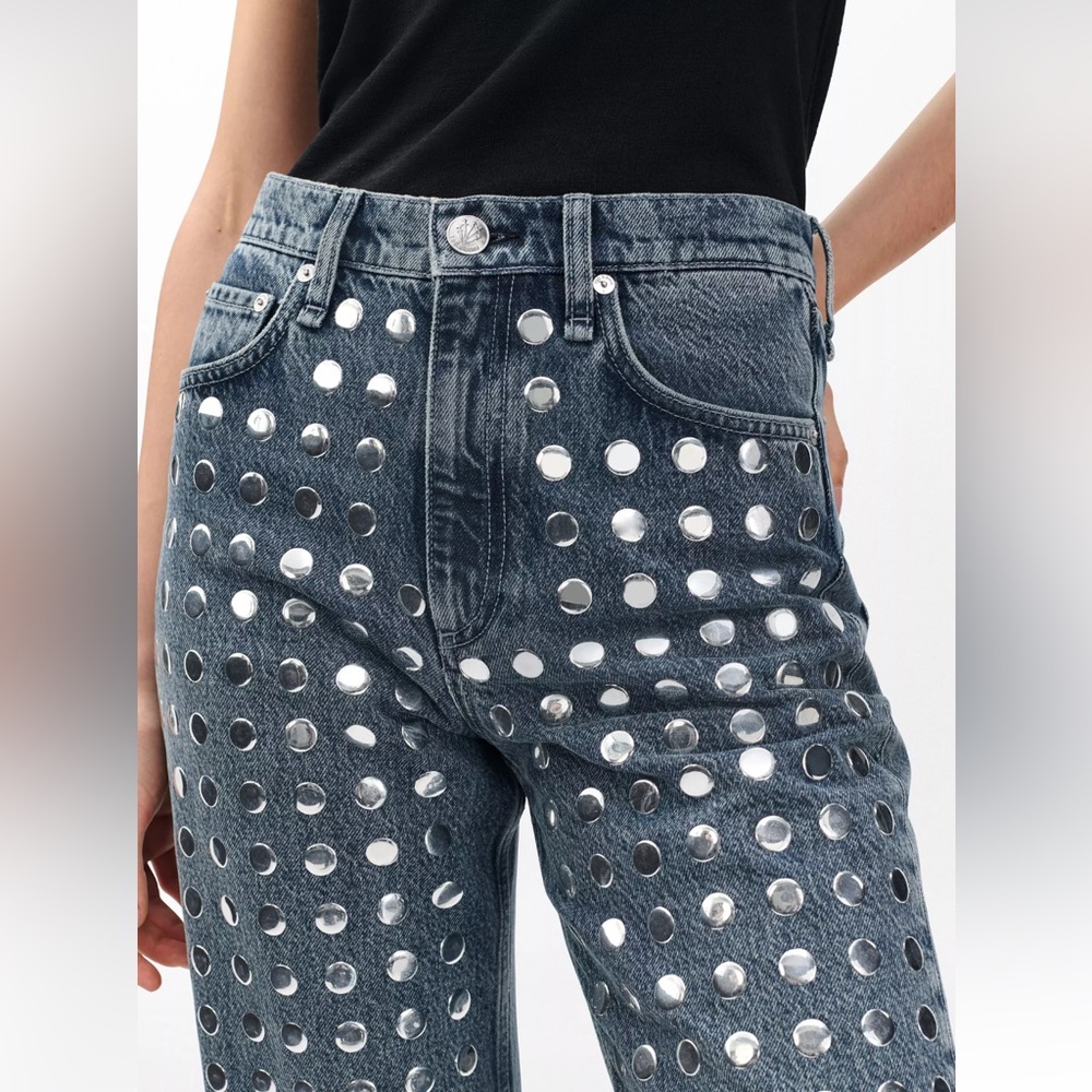 Rag & Bone Shea Relaxed Straight Jeans in Studded Kingston Size 28 - Picture 13 of 15